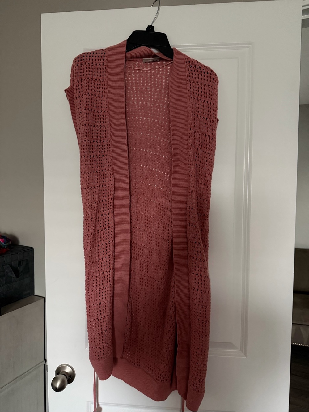 LOFT Dusty Rose Sleeveless Open Knit Duster